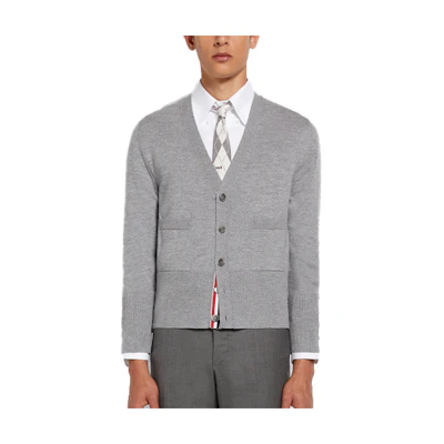 Thom Browne SS22 Gray 4-Stripe Wool Sweater - Solid Color MKC378A-Y1002-055