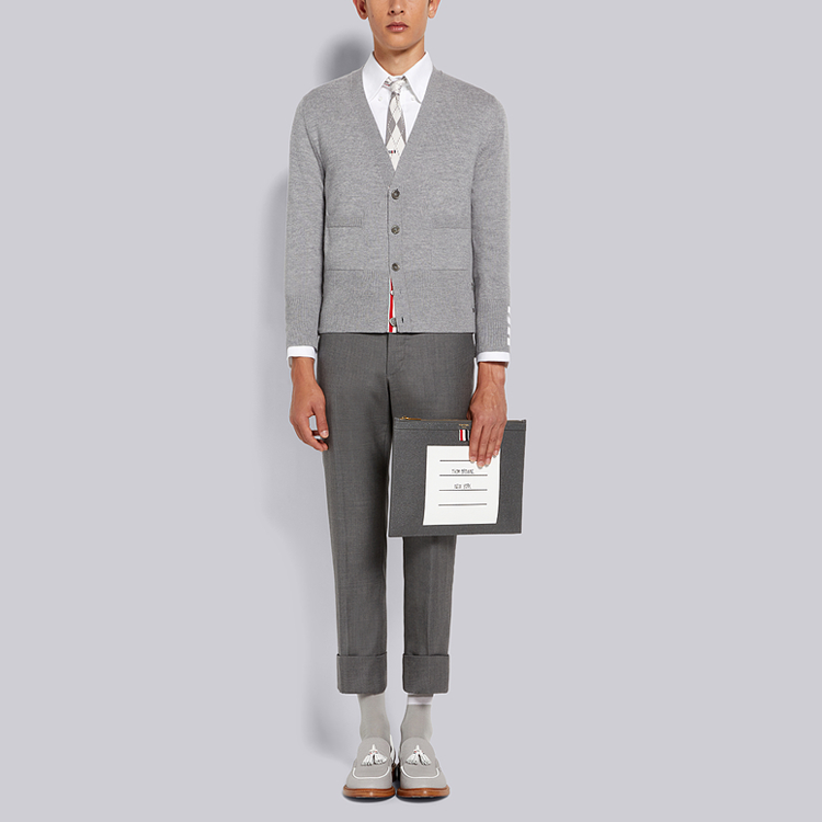 Thom Browne SS22  Gray 4-Stripe Wool Sweater - Solid Color MKC378A-Y1002-055 圖 4