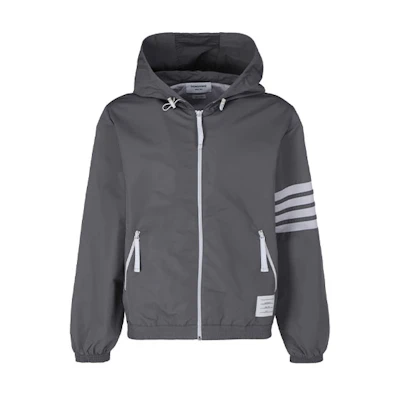 THOM BROWNE SS22 Gray Solid Stripe Hooded Jacket MJT309A-07863-035