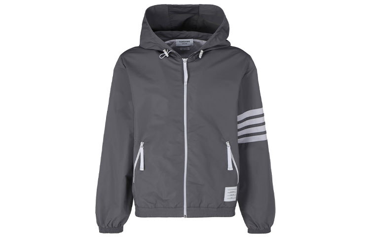 THOM BROWNE SS22  Gray Solid Stripe Hooded Jacket MJT309A-07863-035 圖 2