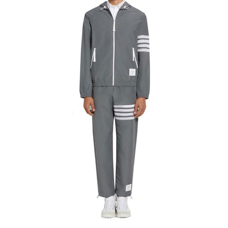 THOM BROWNE SS22  Gray Solid Stripe Hooded Jacket MJT309A-07863-035 圖 4