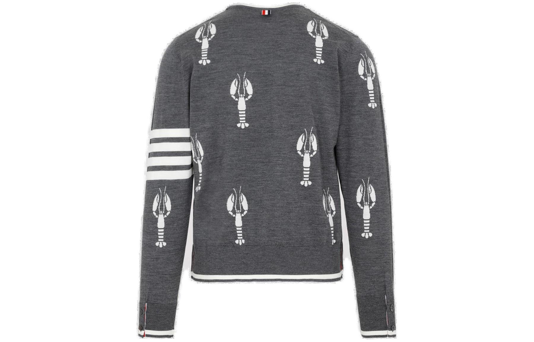 THOM BROWNE SS22  Grey Animal Print Wool Sweater with Stripe Detail. MKA417A-Y1014-035 圖 3