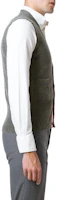 Purchase THOM BROWNE SS22 Grey Cashmere V-Neck Sweater Vest with Stripe Cuffs MKV001A-00011-055