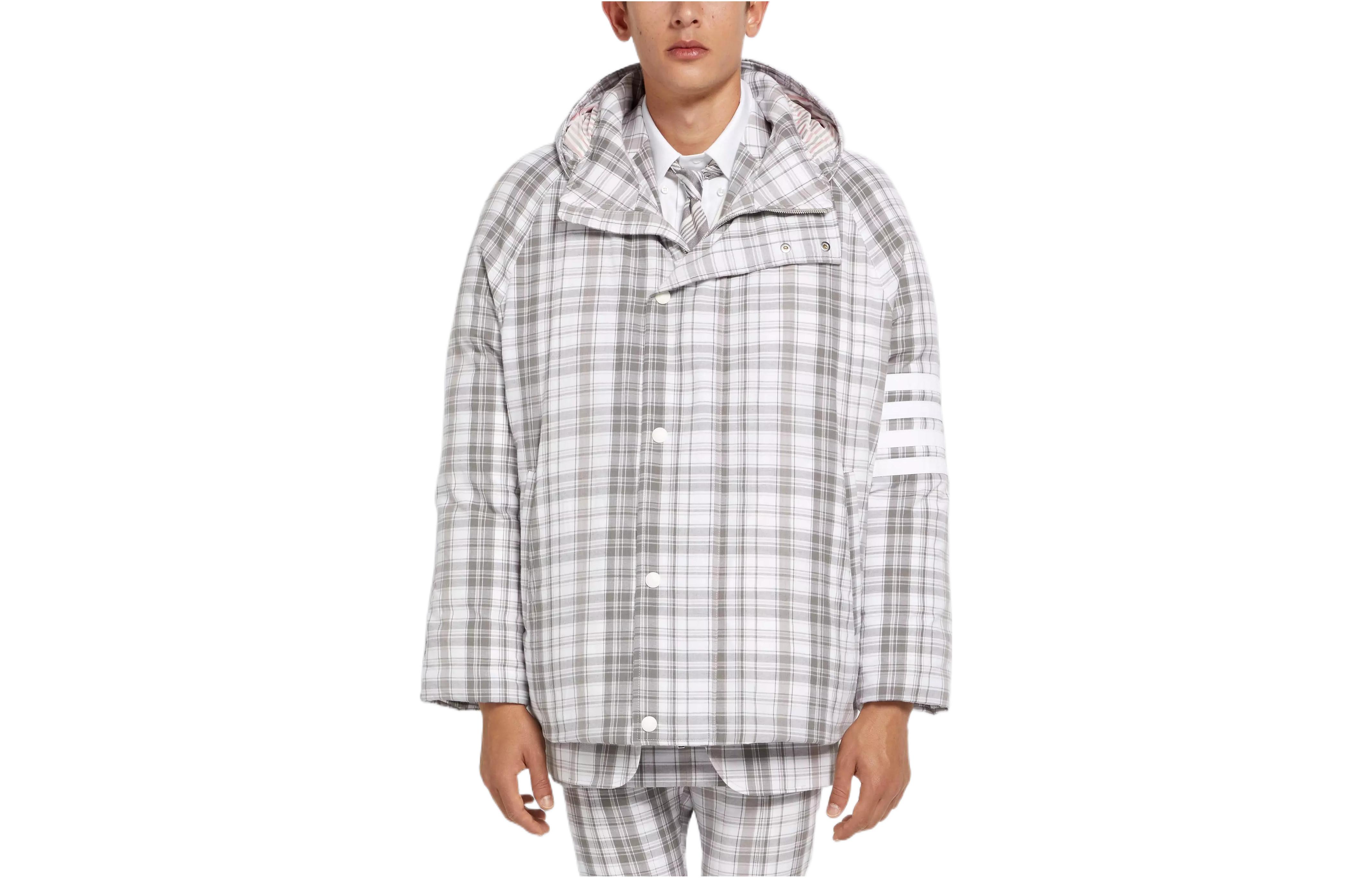 THOM BROWNE SS22  Grey Checkered Down Jacket. MOD072X-07848-035
