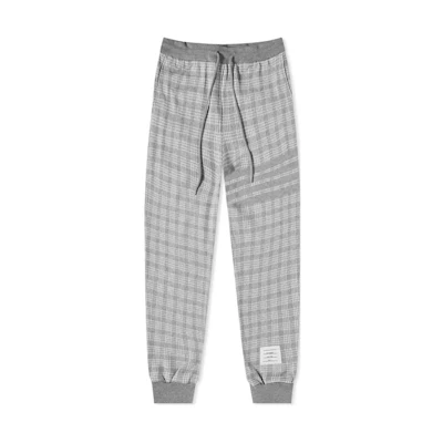 THOM BROWNE SS22 Grey Checkered Elastic Waist Drawstring Sweatpants. MJQ133A-07993-055