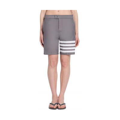 THOM BROWNE SS22 Grey Colorblock Four-Stripe Casual Shorts. MTT027A-07538-035