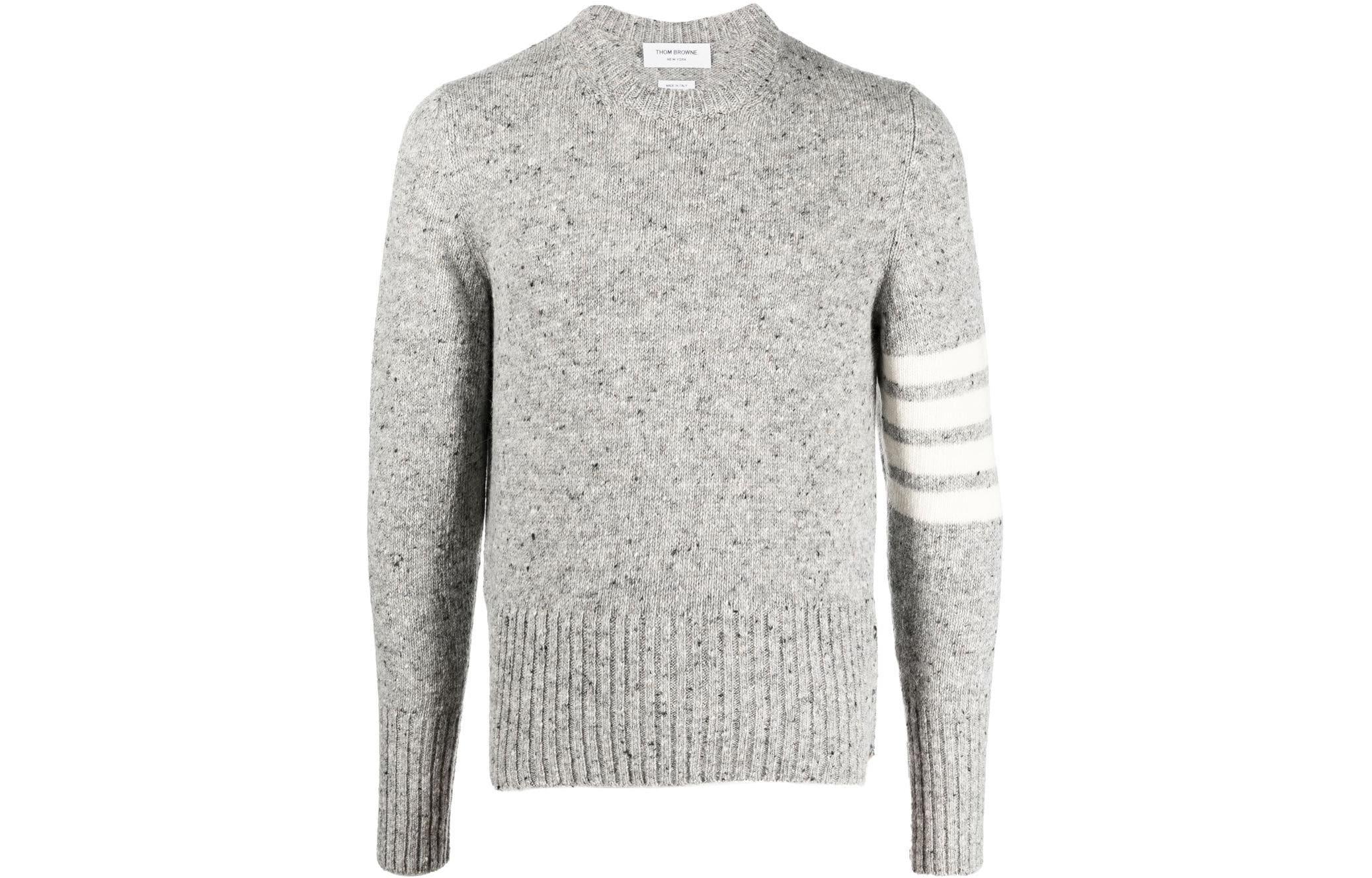 Thom Browne SS22  Grey Four-Bar Wool Crewneck Sweater. MKA093-A00278-055