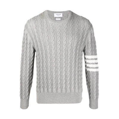 Thom Browne SS22 Grey Four-Stripe Chunky Knit Sweater MKA402A-Y3017-055