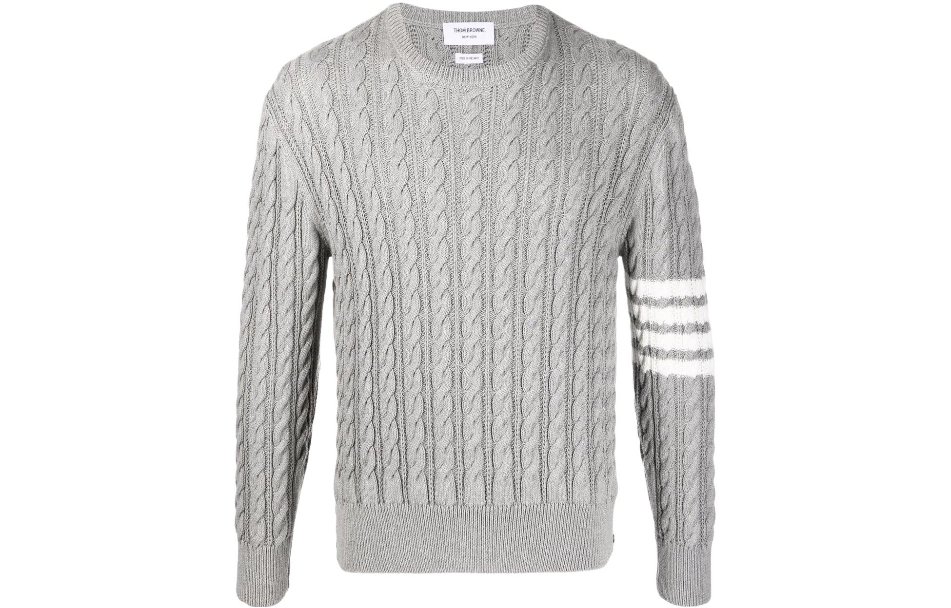 Thom Browne SS22  Grey Four-Stripe Chunky Knit Sweater MKA402A-Y3017-055 圖 2