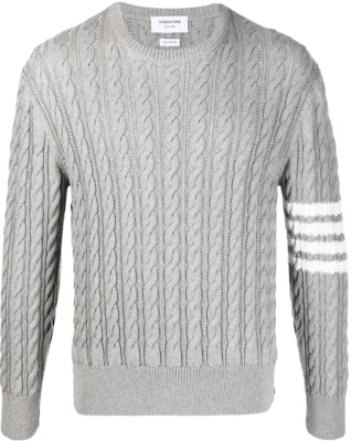 Thom Browne SS22 Grey Four-Stripe Chunky Knit Sweater MKA402A-Y3017-055 Order Thom Browne SS22 Grey Four-Stripe Chunky Knit Sweater MKA402A-Y3017-055