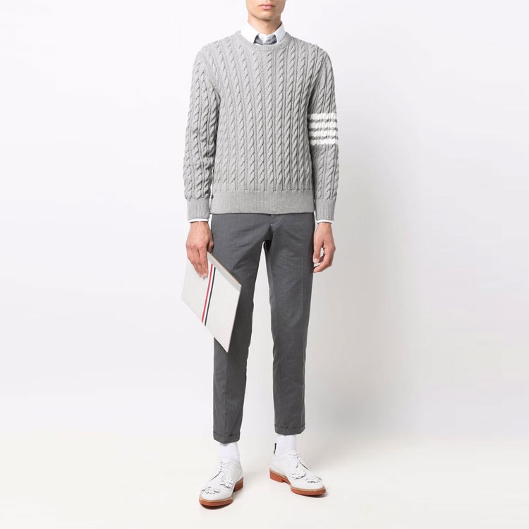 Thom Browne SS22  Grey Four-Stripe Chunky Knit Sweater MKA402A-Y3017-055 圖 3