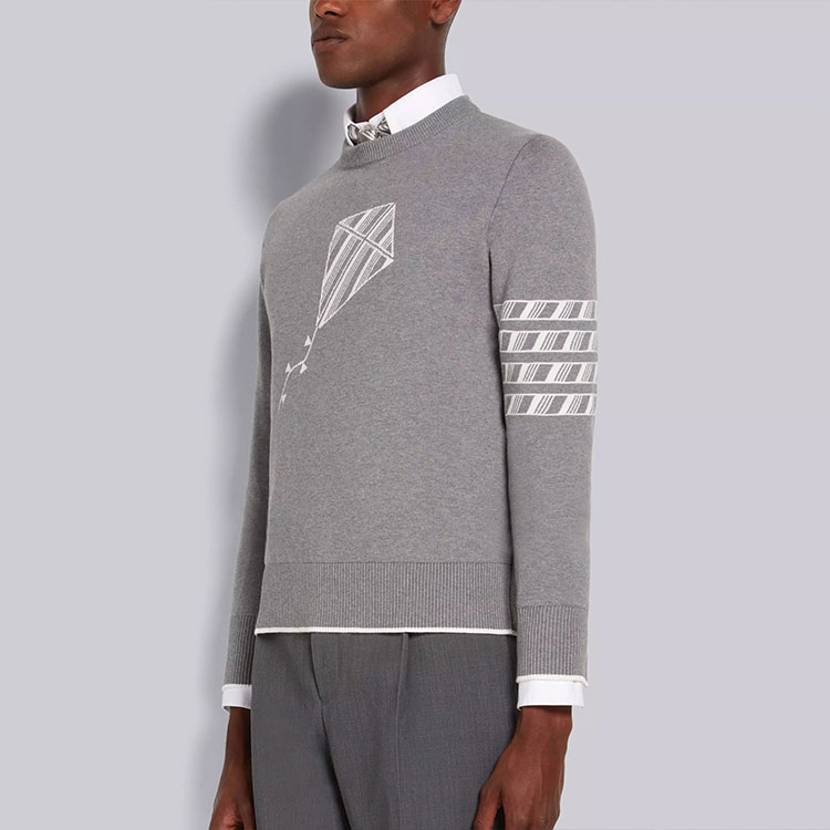 Thom Browne SS22  Grey Knit Pullover with Four-Bar Jacquard Stripes. MKA385-AY300-6055 圖 5