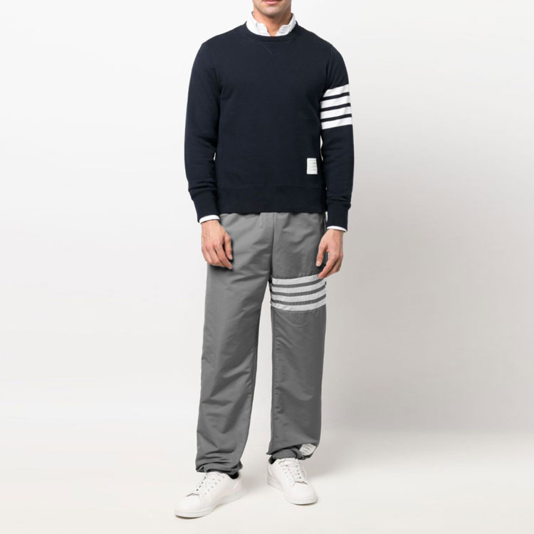 Shop Thom Browne SS22  Grey Knit Stripe Track Pants MJQ129A-07863-035