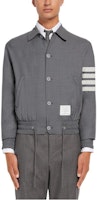 THOM BROWNE SS22 Grey Single-Breasted 4-Stripe Logo Flight Jacket. MJO155A-06146-035 THOM BROWNE SS22 Grey Single-Breasted 4-Stripe Logo Flight Jacket. MJO155A-06146-035