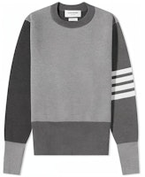 THOM BROWNE SS22 Grey Striped Crewneck Wool Sweater Pullover. MKA189F-00014-982 THOM BROWNE SS22 Grey Striped Crewneck Wool Sweater Pullover. MKA189F-00014-982