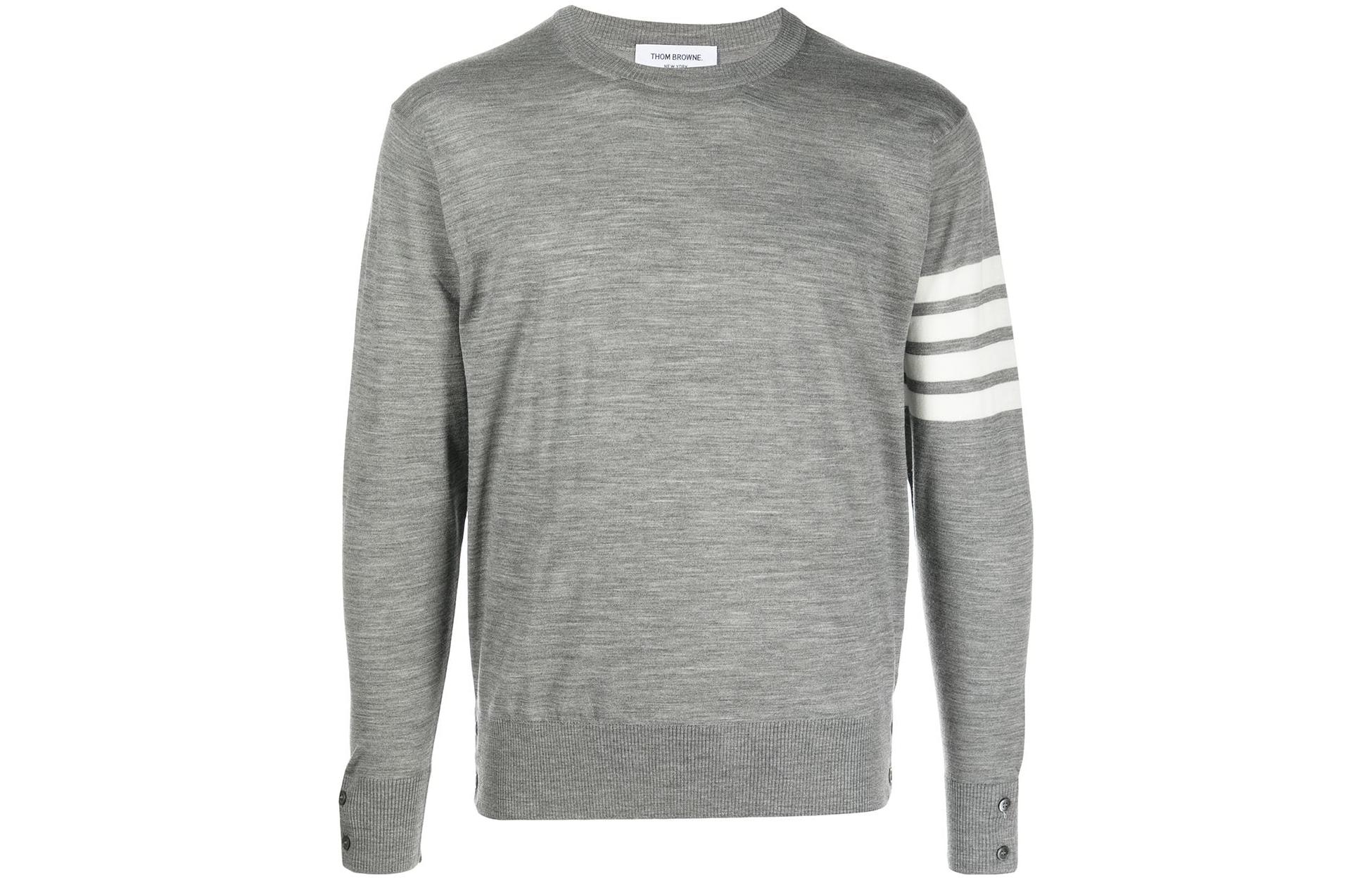 THOM BROWNE SS22  Grey Striped Pullover Long-Sleeve Wool Sweater. MKA002A-Y1014-058 圖 2