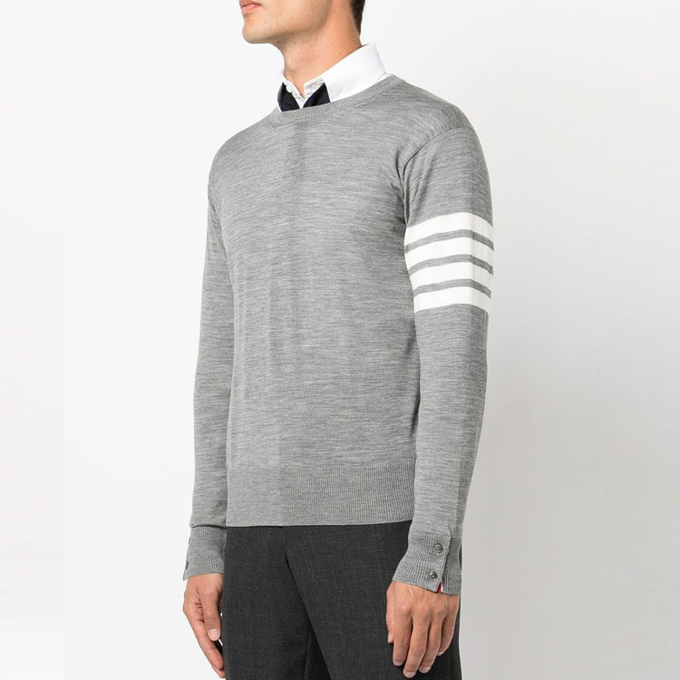 THOM BROWNE SS22  Grey Striped Pullover Long-Sleeve Wool Sweater. MKA002A-Y1014-058 圖 4