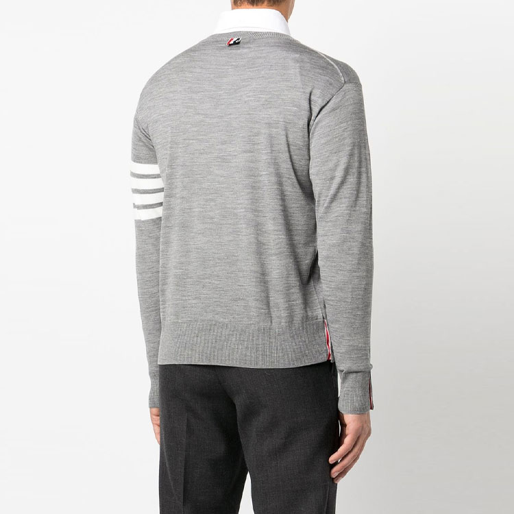 THOM BROWNE SS22  Grey Striped Pullover Long-Sleeve Wool Sweater. MKA002A-Y1014-058 圖 5