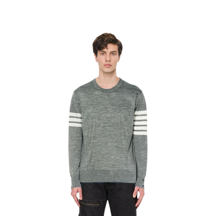 THOM BROWNE SS22  Grey Striped Pullover Long-Sleeve Wool Sweater. MKA002A-Y1014-058 圖 7