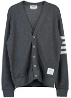 Thom Browne SS22 Grey V-Neck Striped Cardigan Sweater. MJT306A-07897-035 Thom Browne SS22 Grey V-Neck Striped Cardigan Sweater. MJT306A-07897-035