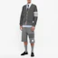Lookbook Thom Browne SS22 Grey V-Neck Striped Cardigan Sweater. MJT306A-07897-035