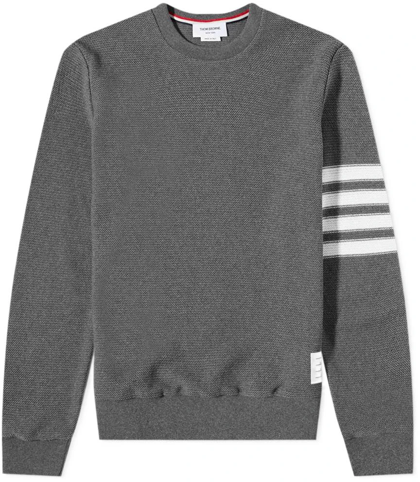 thom-browne-ss-22-grey-waffle-knit-crewneck-sweater-with-stripe-details-mjt-305-a-07897-035