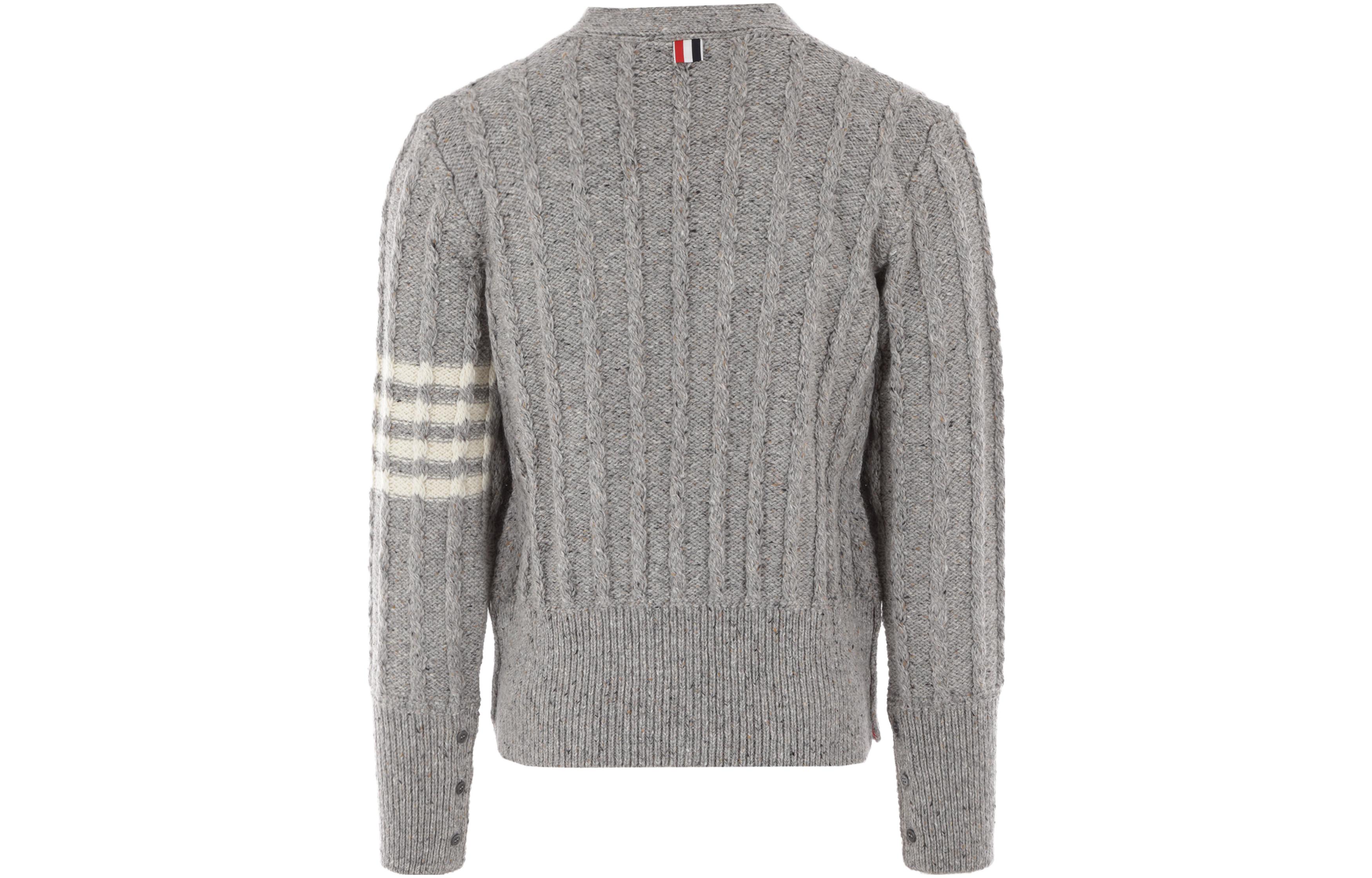 Lookbook 汤姆布朗 SS22 常春藤风 V领四杠灰色针织开衫毛衣. MKC486B-Y1506-055