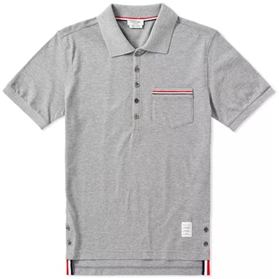 THOM BROWNE SS22 淺灰條紋短袖POLO衫 MJP022A-01455-055 Order THOM BROWNE SS22 淺灰條紋短袖POLO衫 MJP022A-01455-055