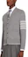 Shop THOM BROWNE SS22 Sweater Abu-Abu Muda V-Neck 4-Bar Jacquard. MKC386A-Y3006-055
