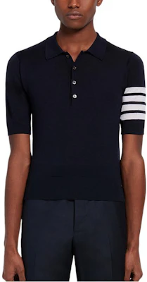 THOM BROWNE SS22 海軍藍四色條紋短袖針織POLO衫 MKP048A-Y1014-415 Order THOM BROWNE SS22 海軍藍四色條紋短袖針織POLO衫 MKP048A-Y1014-415