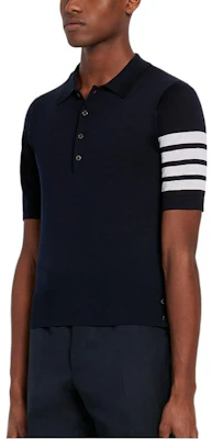 THOM BROWNE SS22 海軍藍四色條紋短袖針織POLO衫 MKP048A-Y1014-415 Shop THOM BROWNE SS22 海軍藍四色條紋短袖針織POLO衫 MKP048A-Y1014-415