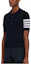 Shop THOM BROWNE SS22 海軍藍四色條紋短袖針織POLO衫 MKP048A-Y1014-415