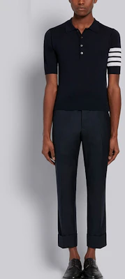 THOM BROWNE SS22 海軍藍四色條紋短袖針織POLO衫 MKP048A-Y1014-415 Purchase THOM BROWNE SS22 海軍藍四色條紋短袖針織POLO衫 MKP048A-Y1014-415