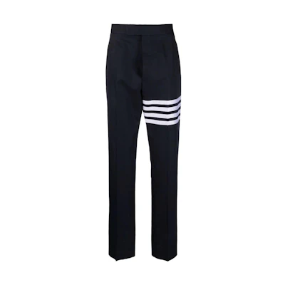 THOM BROWNE SS22 Navy Blue Solid 4-Bar Stripe Casual Pants MTC001H-07890-415