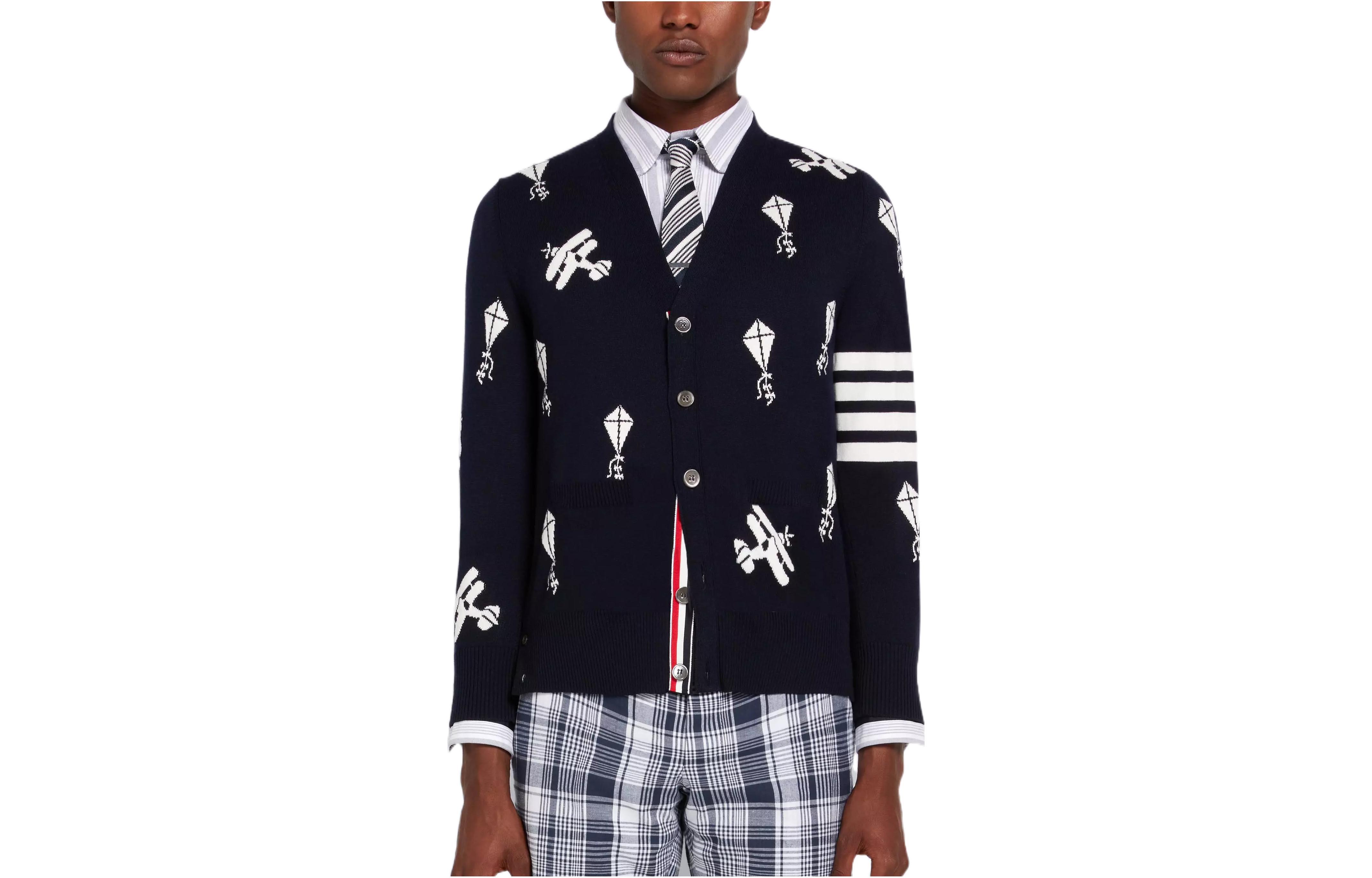 Thom Browne SS22  Navy Blue Wool Sweater with Four-Bar Embroidery. MKC380A-Y1002-415 圖 2