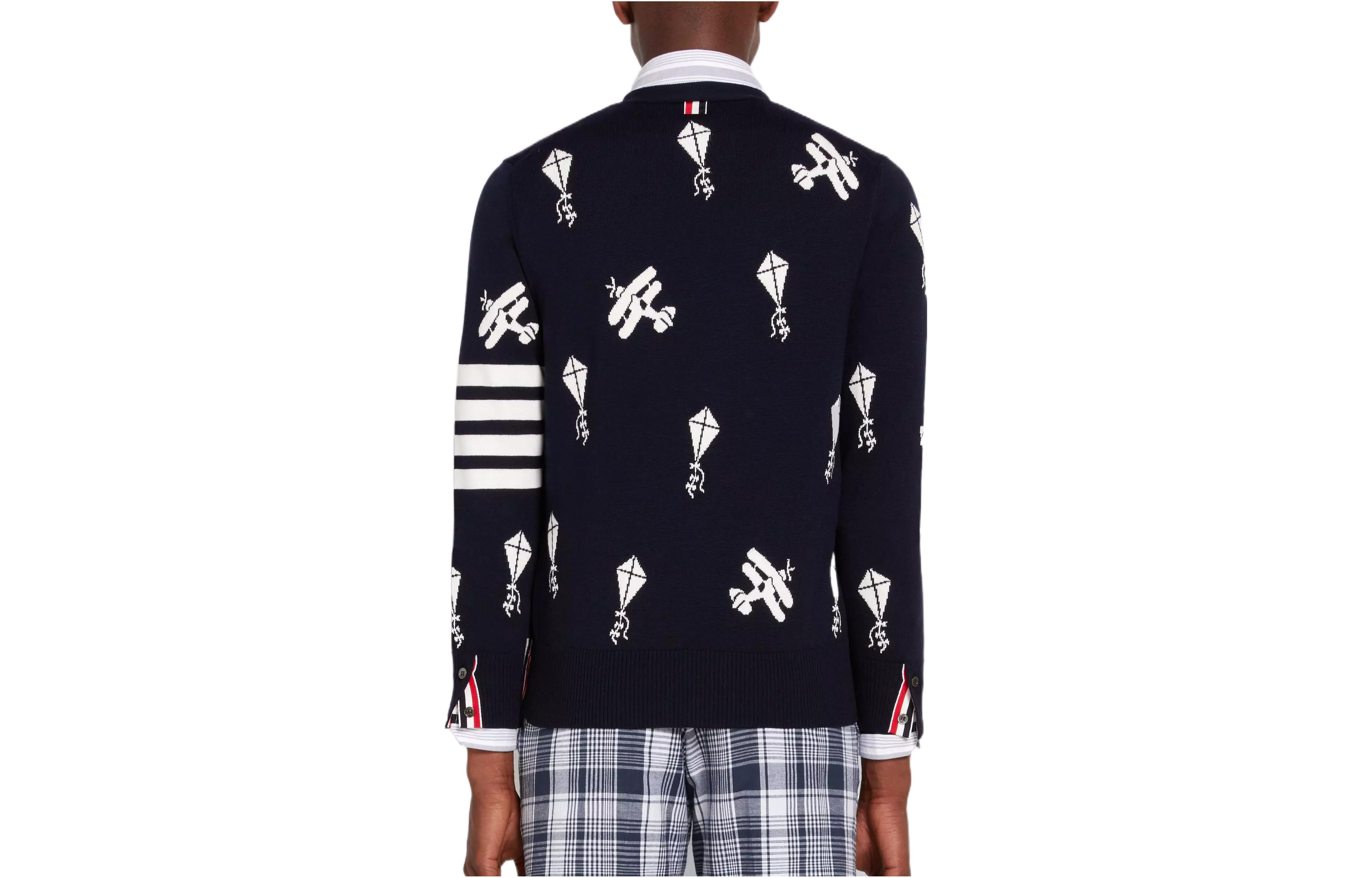 Thom Browne SS22  Navy Blue Wool Sweater with Four-Bar Embroidery. MKC380A-Y1002-415 圖 3