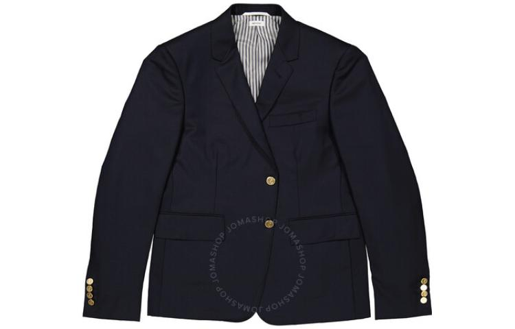 THOM BROWNE SS22  Navy Single-Breasted Long-Sleeve Blazer Jacket. MJC159A-00626-415
