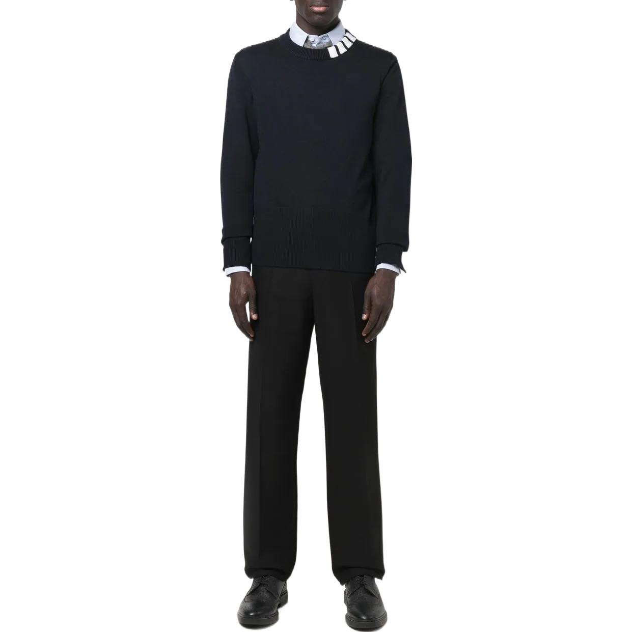 Thom Browne SS22  Navy Wool Sweater with Striped Crewneck Design. MKA386A-Y1002-415 圖 3