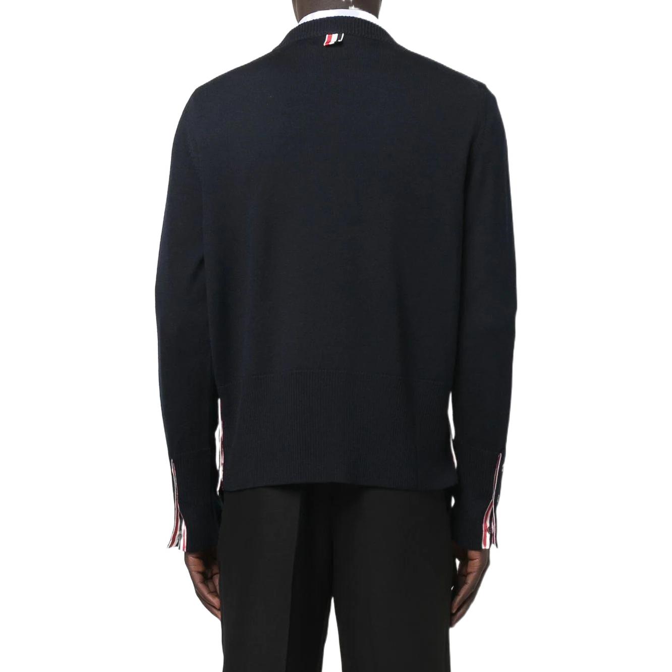 Thom Browne SS22  Navy Wool Sweater with Striped Crewneck Design. MKA386A-Y1002-415 圖 5