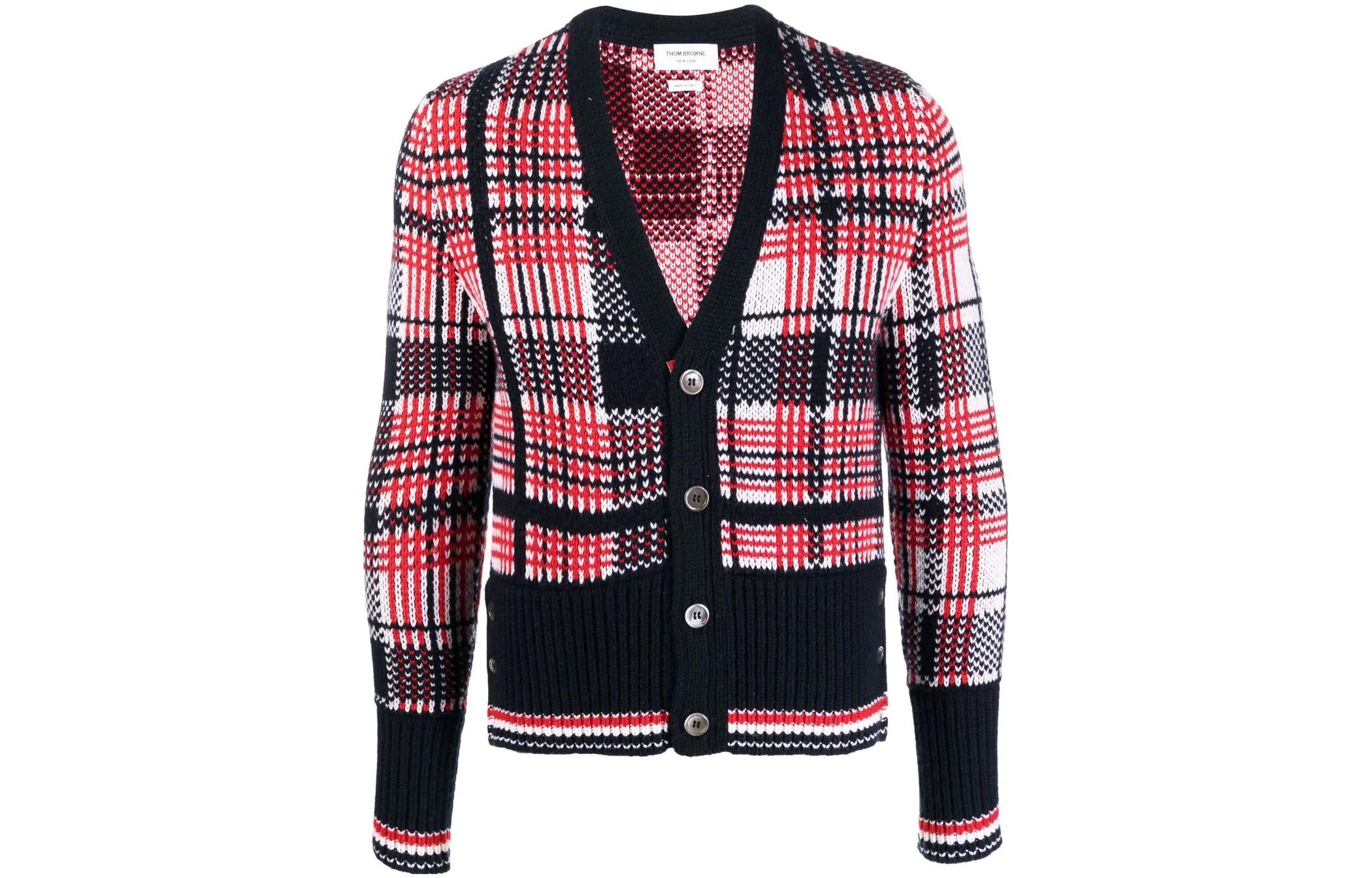 THOM BROWNE SS22  Plaid Cashmere Sweater Multicolor MKC384AY2007-960