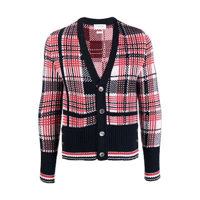 THOM BROWNE SS22 Plaid Cashmere Sweater Multicolor MKC384AY2007-960