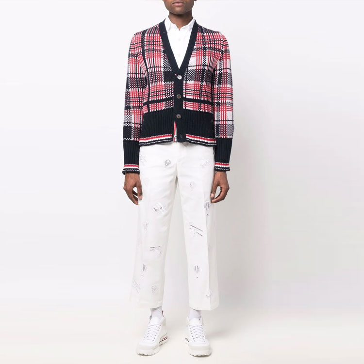 Lookbook THOM BROWNE SS22  Plaid Cashmere Sweater Multicolor MKC384AY2007-960