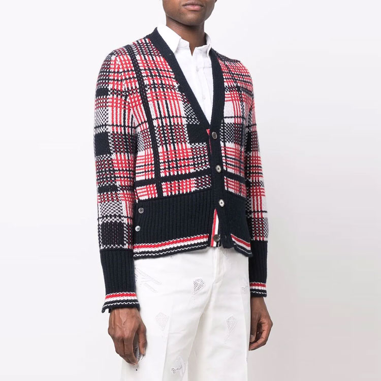 Purchase THOM BROWNE SS22  Plaid Cashmere Sweater Multicolor MKC384AY2007-960