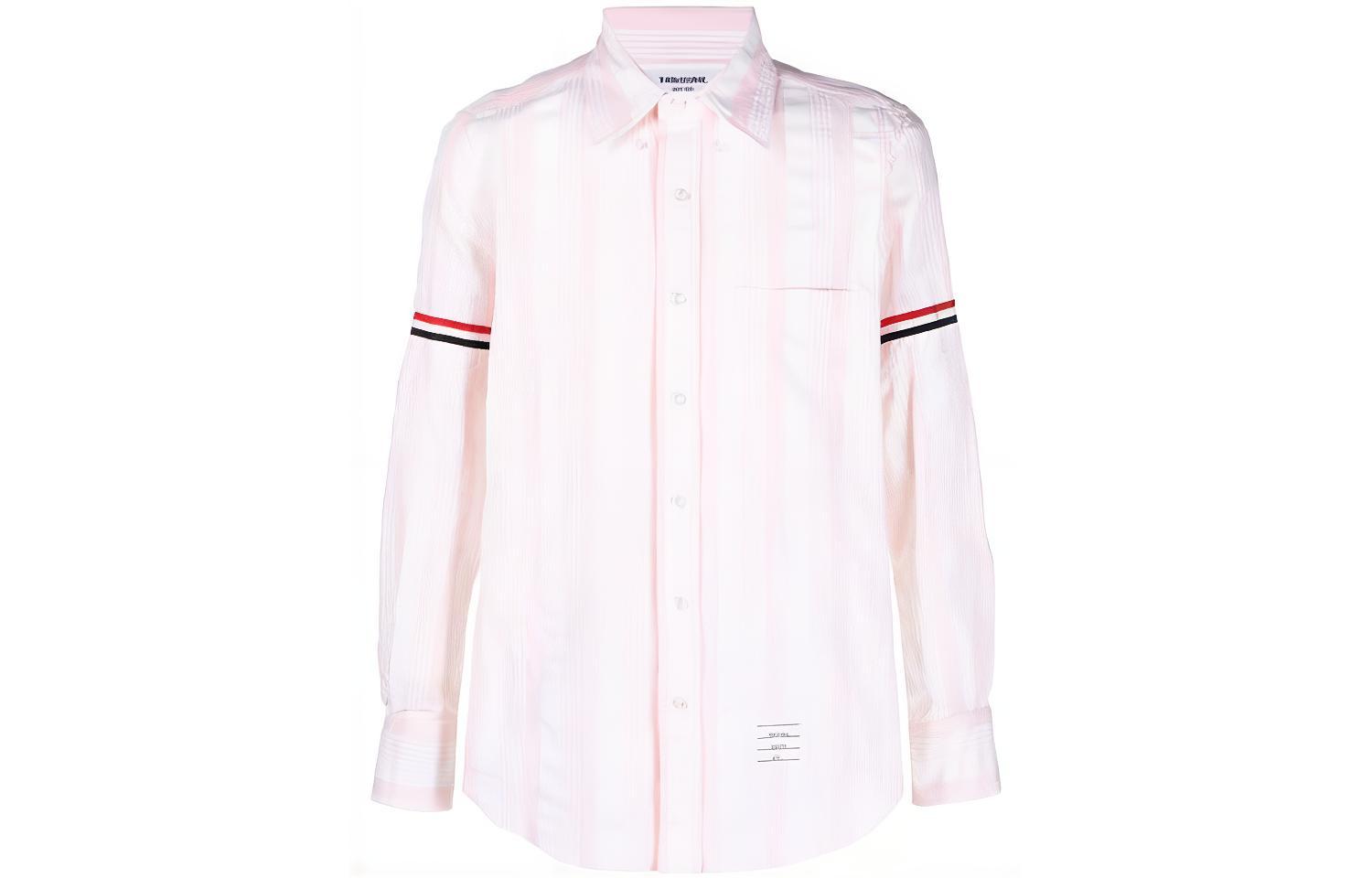 Thom Browne SS22  Seersucker Stripe Arm Shirt Pink MWL301A-07879-640