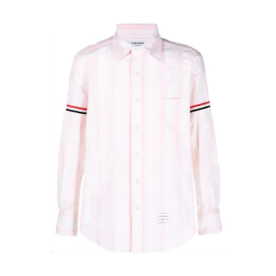 Thom Browne SS22 Seersucker Stripe Arm Shirt Pink MWL301A-07879-640