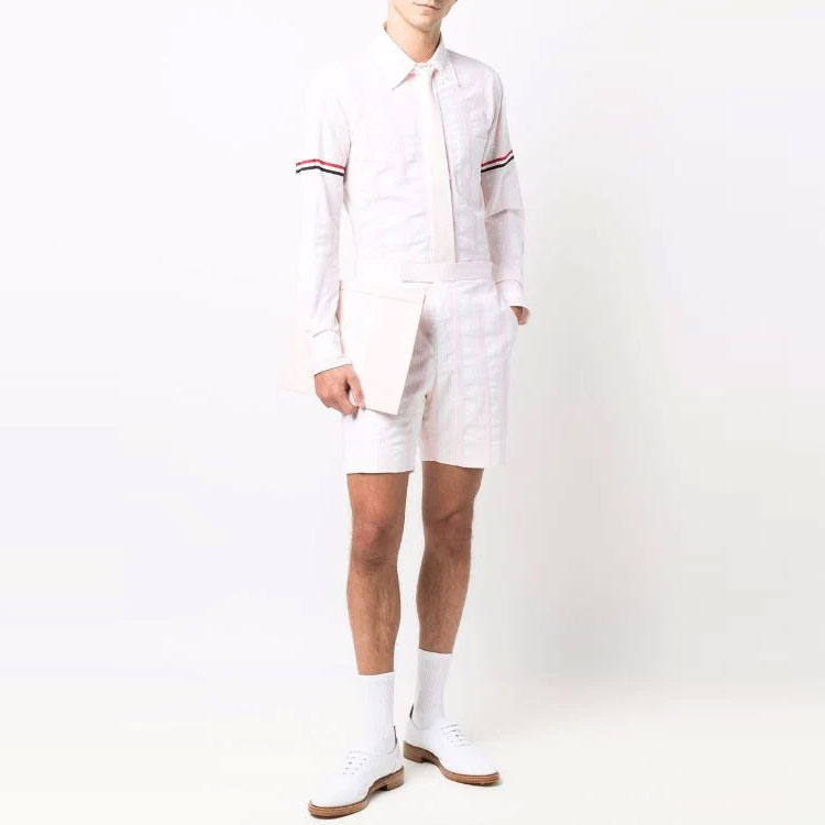Lookbook Thom Browne SS22 粉色条纹西装衬衫 MWL301A-07879-640