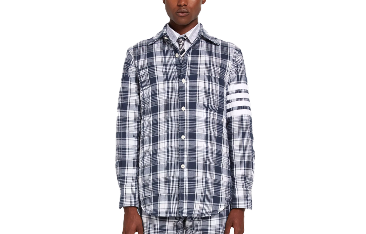 Order THOM BROWNE SS22 Jaket Down Single-Breasted Abu-Abu. MJD089-X07847-415