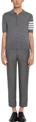 Thom Browne SS22 單排扣條紋灰色POLO衫 MKP048A-Y1014-035 Shop Thom Browne SS22 單排扣條紋灰色POLO衫 MKP048A-Y1014-035