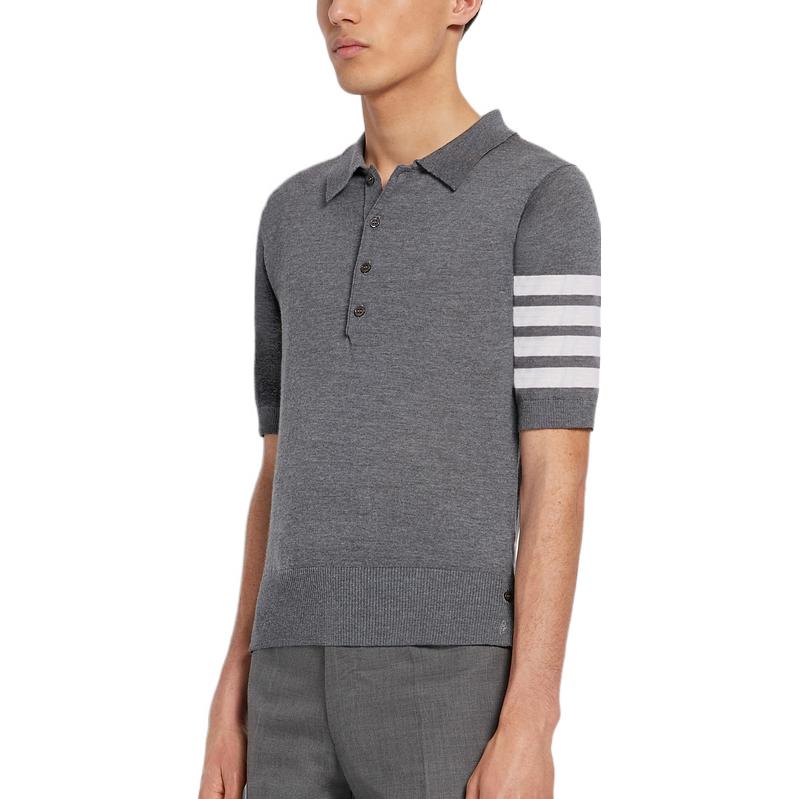 Purchase Thom Browne SS22 Kemeja Polo Abu-Abu Garis Single-Breasted. MKP048A-Y1014-035