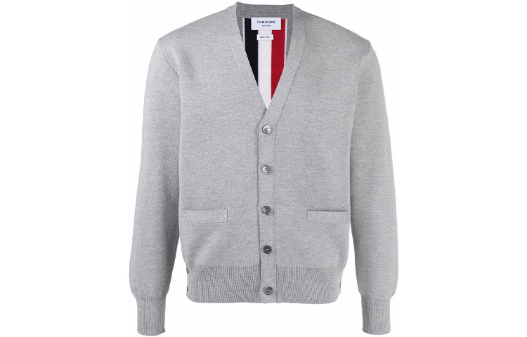 THOM BROWNE SS22  Single-breasted V-neck Wool Cardigan Sweater Grey MKC324A-Y1002-055 圖 2
